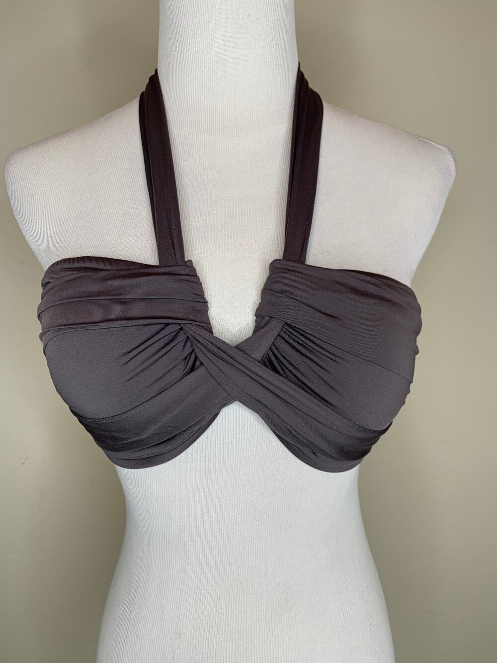 Merona Gray Twist Top Halter Bikini Top Size Medium